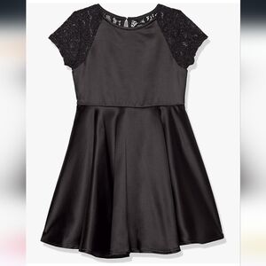 NEW Calvin Klein girls formal black satin & lace dress size 12.5- Read size info